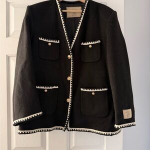 Black Jacket with White Trim and Gold Buttons